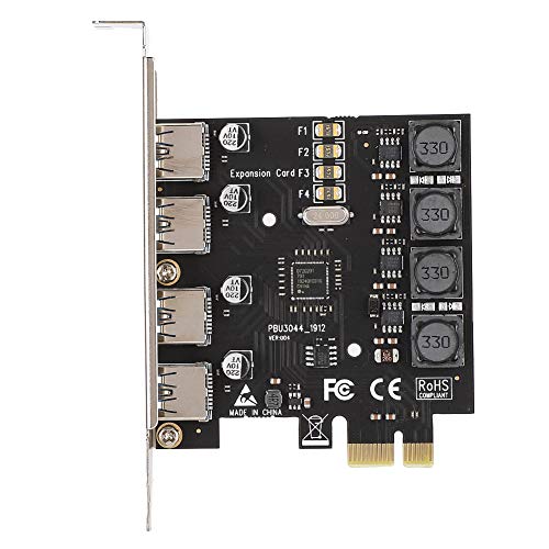USB 3.0 PCIe Expansion Card, 4 Port SuperSpeed PCIE to USB 3.0 Expansion Card for Server, PCsBuild in SelfPowered Technology, No Need Additional Power Supply