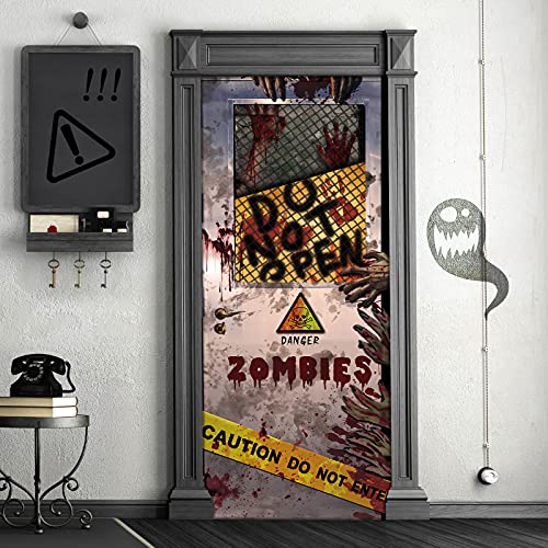 Tatuo Halloween Zombie Door Cover Banner,Scary Horror Halloween D...