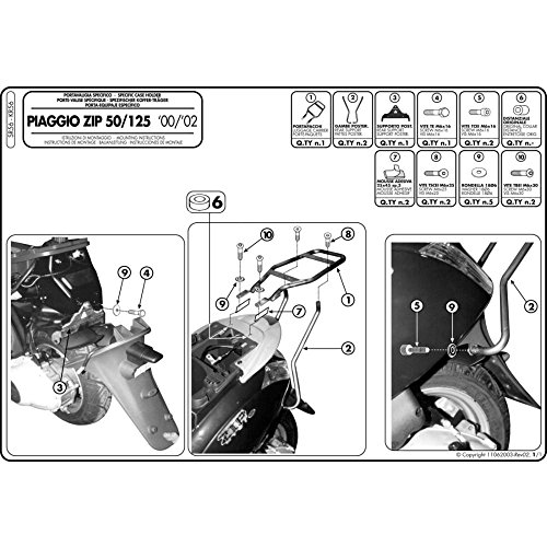 Portaequipajes Monolock Givi para moto Piaggio Zip 2 desde el año 2000
