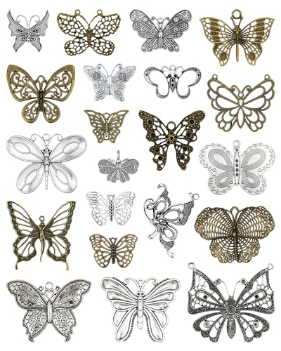 JIALEEY Big Butterfly Charms Pendants DIY for Necklace Bracelet Jewelry