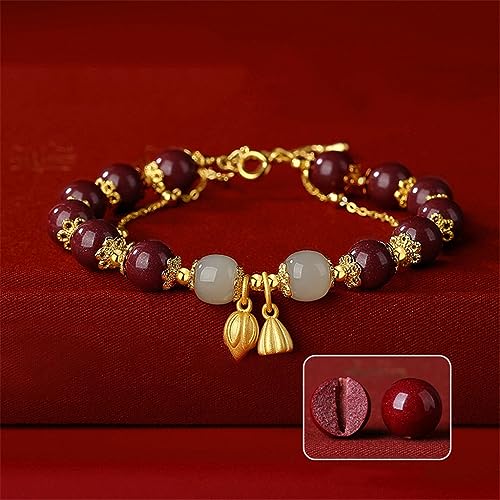 Bracelet Jade Huan d'exception et cordon en sable doré premium