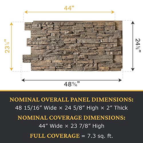High-Density Polyurethane Faux Stone Wall Covering Panels for Interior and Exterior Decor | Stacked Stone Siding Panel | Sedona | 8" L x 8" H | Sample Size | Brown Earth