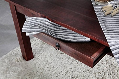 MASSIVMOEBEL24.DE | Oxford Esstisch aus Massivholz mit Schublade #112 | aus Akazienholz - Nougat, lackiert | 140x85x76… – Bild 8