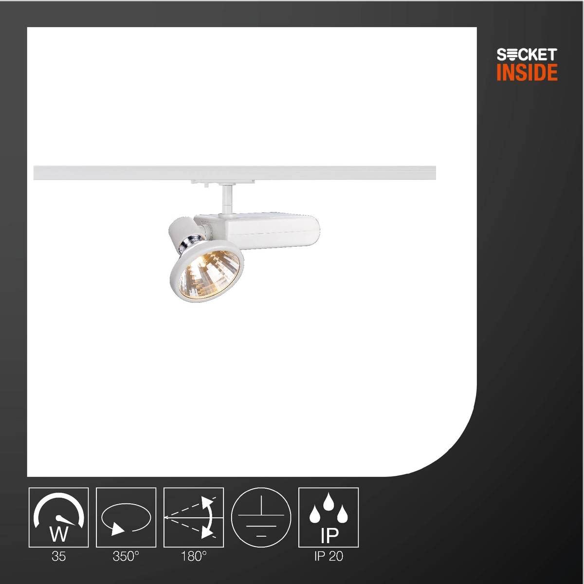 SLV faretto sistema monofase D-RECTION/faretto, spot LED, faretto a plafone, sistema a binari, illuminazione di interni / GU6,5 35W bianco