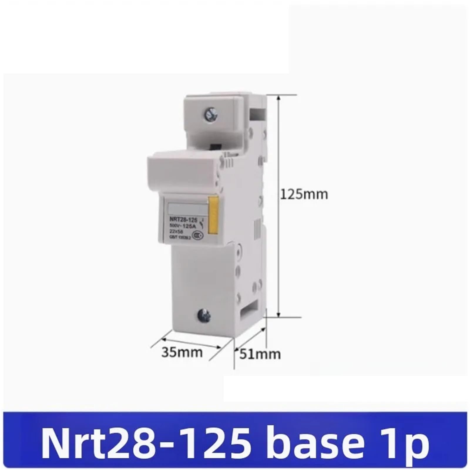 Fusible céramique monophasé/bipolaire sur rail NRT28-125 ; fusible et culot RT29-125 (80 A, 100 A, 125 A)