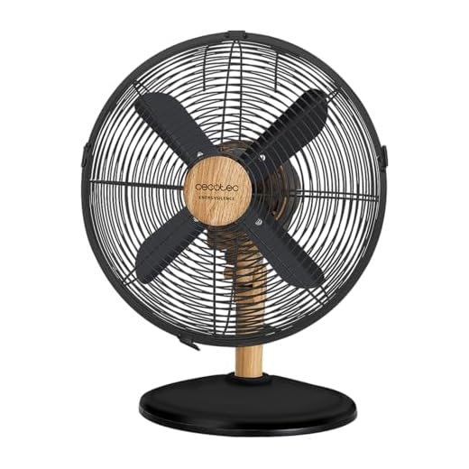 Cecotec Ventilador de Sobremesa EnergySilence 600 WoodDesk. 40 W, Acabado en Color Madera, Diámetro 12" con 4 Aspas, 3 Velocidades, Oscilación, Altura ajustable, Máxima seguridad