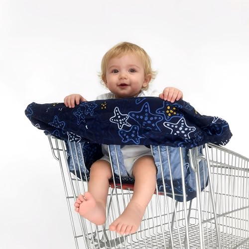 DXIA Protector de asiento de carro de compra para niños, 2 en 1 Cojín de Carrito de Compras, Funda para Carrito de Compras para Bebé, Funda Trona Universal Protector del Asiento de las Compras