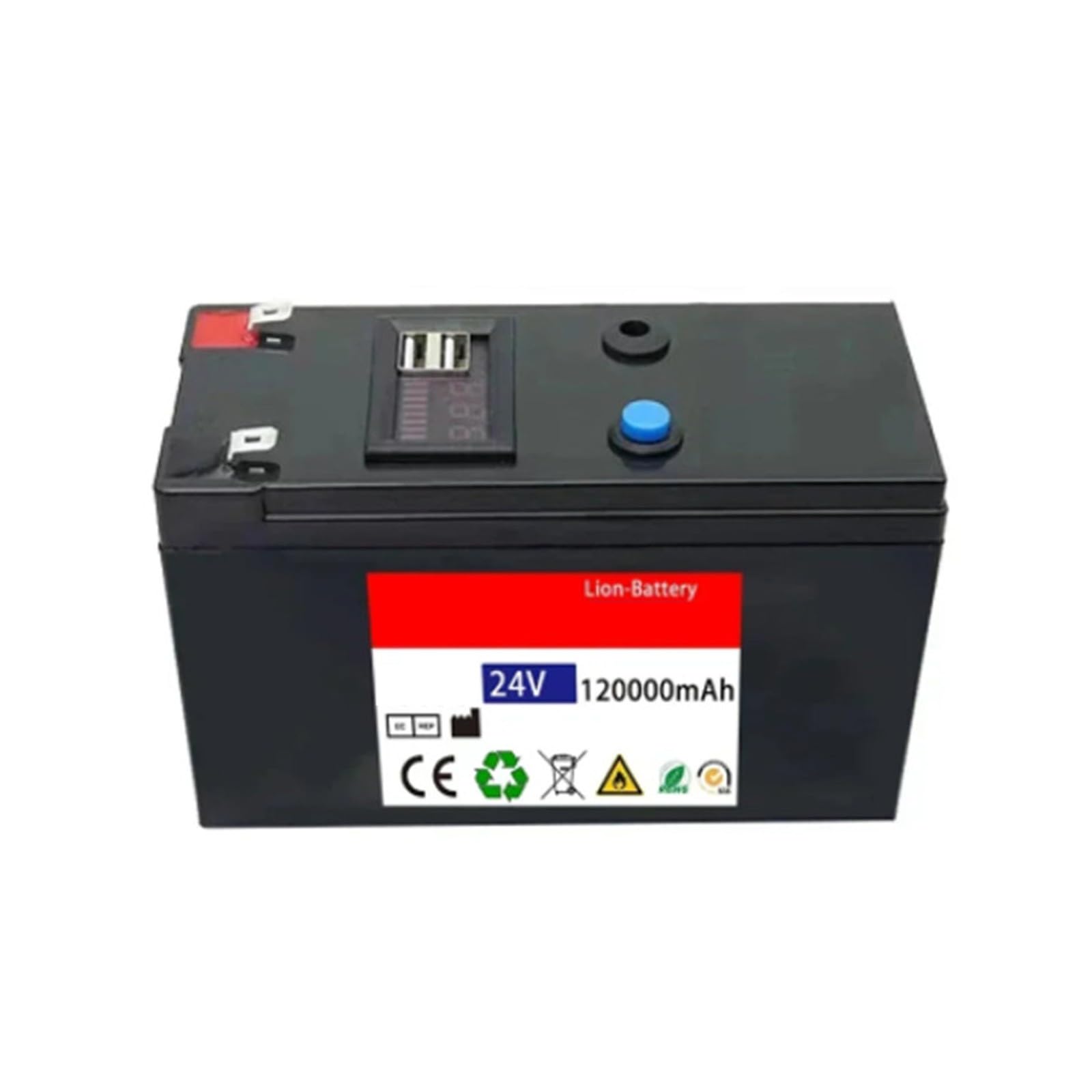 24V 120AH Energiespeicherbatterie Tragbarer Lithium-Ionen-Akku Hochleistungs-Lithium-Ionen-Akku Mit USB-Anschluss Und Ladezustandsanzeige