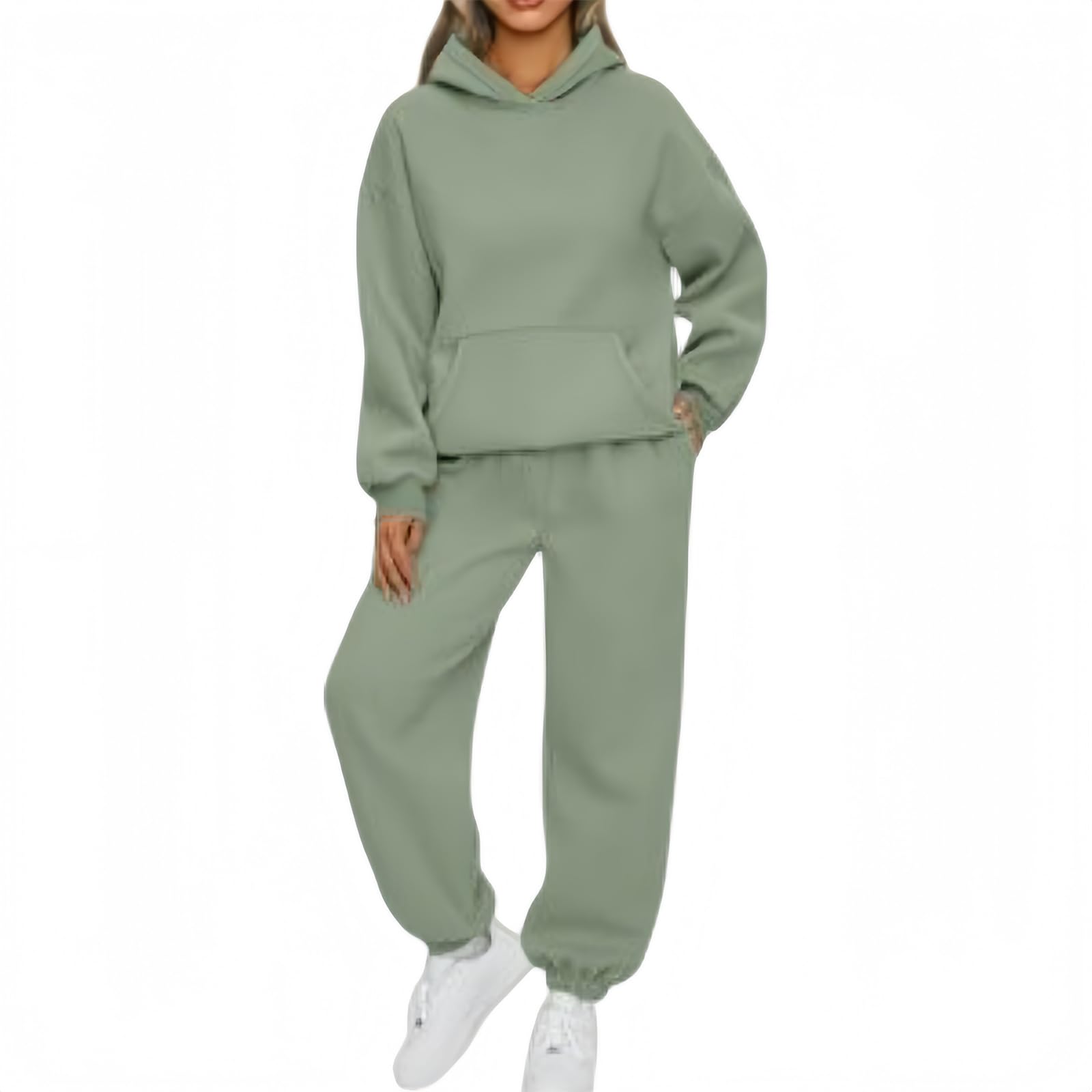 Generisch Moda invernale da donna 2025: set con cappuccio sportivo, set di due pezzi, felpa, pantaloni da jogging e felpe con cappuccio, tuta da allenamento, abbigliamento autunnale