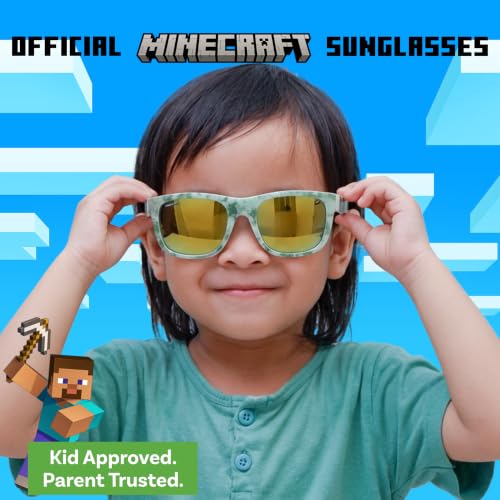 Image of ARKAID Minecraft Boys Sunglasses | Official Minecraft Gear | 100% UV Protection | Official Minecraft Boys Sunglasses and Sports Wraps | Impact Resistant | Gift Idea | Fits Most Kids