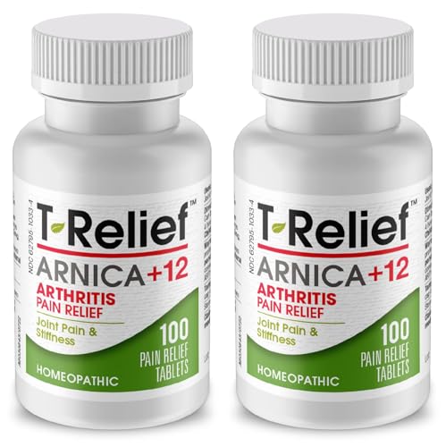 T-Relief Extra Strength Arthritis Arnica +12 Pain Relieving Natural Medicines Help Reduce Soreness Stiffness Aches & Pain in Joints Naturally - 100 Tablets (2 Pack)