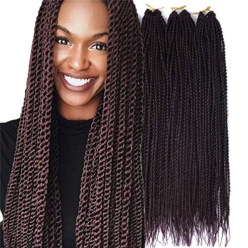 6Packs 14" 18" 24" Senegalese Twist Crochet Hair Braids Small Havana Mambo Twist Crochet Braiding Hair 2S Senegalese Twists Hairstyles For Black Women 30strands/pack 24 colors (14 inches, 99j)