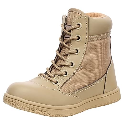 zpllsbratos Boys Girls Outdoor Ankle Hiking Boots Trekking Walking Shoes Military Work Combat Jungle Boots(Brown,Label 36-US Big Kid 4)