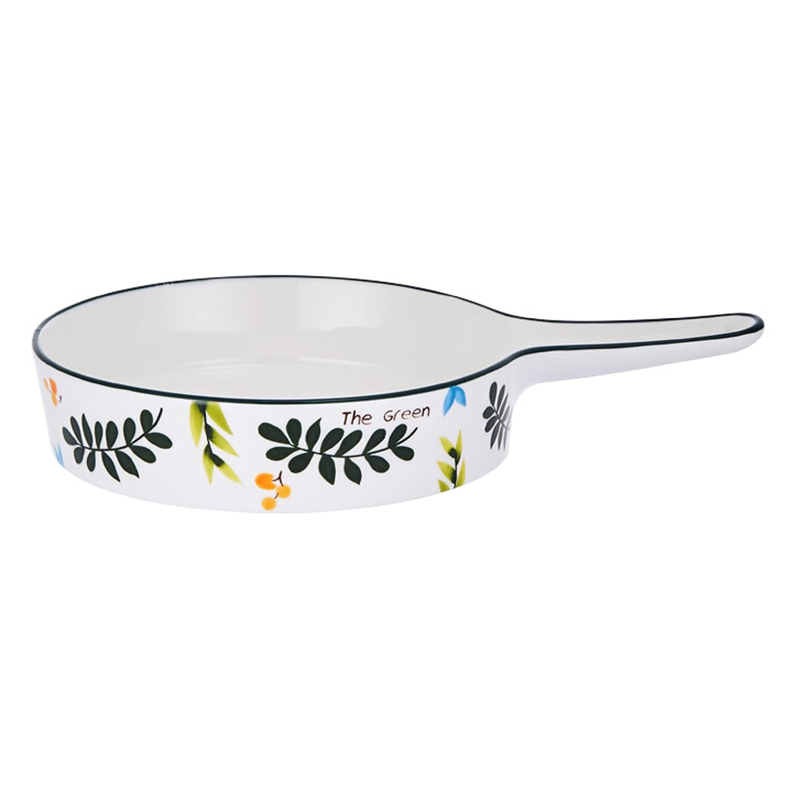 Tapete para hornear Cerámica para hornear plato - Bakewware redondo con asa única - Placas de cena de doble propósito para hornear y comida de porcelana, pan para hornear 12 pulgadas Bandeja para horn