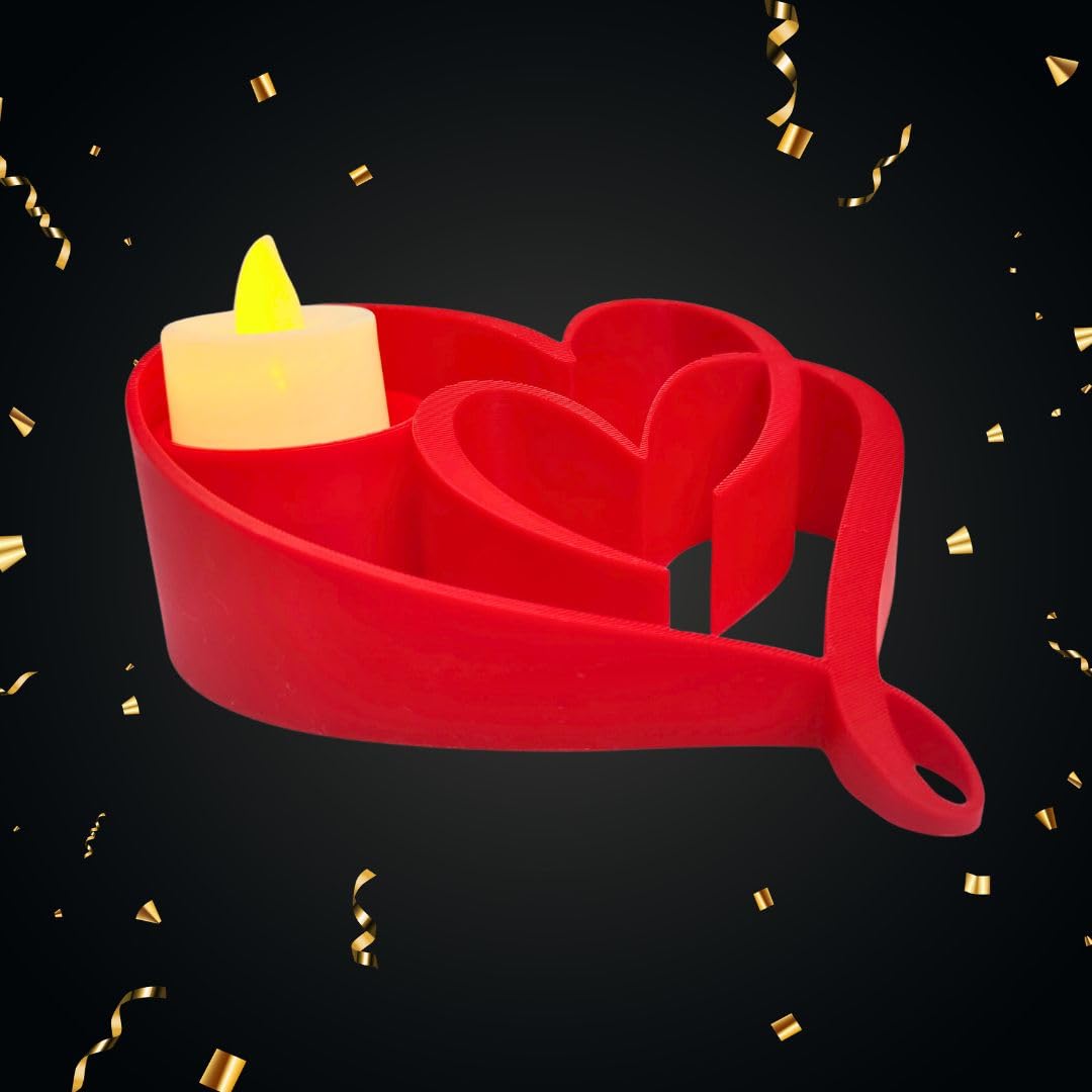 QUANTUM LEGENDS Double Heart Shaped Showpiece with Tealight for Valentines Day Anniversary| Valentine Gift for Girlfriend Boyfriend Husband Wife| Valentine Day Gifts| Valentine Decoration Items 1