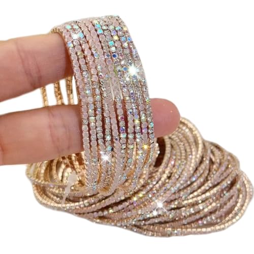 Crystal Rhinestone Tennis Bracelet Set, Iridescent Sparkle, Multiple Bands3