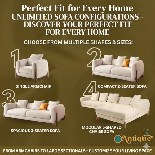 Image of Modern Sofa, Teddy Fabric, Chesterfield Style, Wooden Legs, for Living Room, Bedroom, Hallways (3+1 Seater)