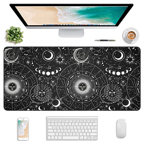 Tapis de souris de jeu XXL motif lune pour un bureau esthétique et ordonné