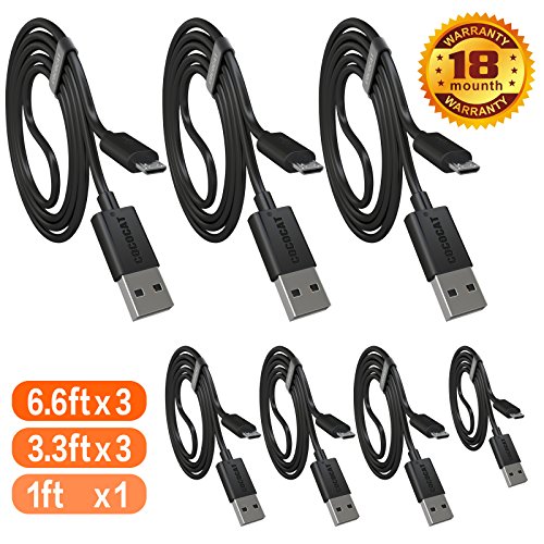 Micro USB Cable, COCOCAT [7-Pack] Premium Micro Charging Cable High Speed USB 2.0 A Male to Micro B 2.0 A Male to Micro B Sync and Charging Cables for Android, Samsung, HTC, Motorola, Nokia and More