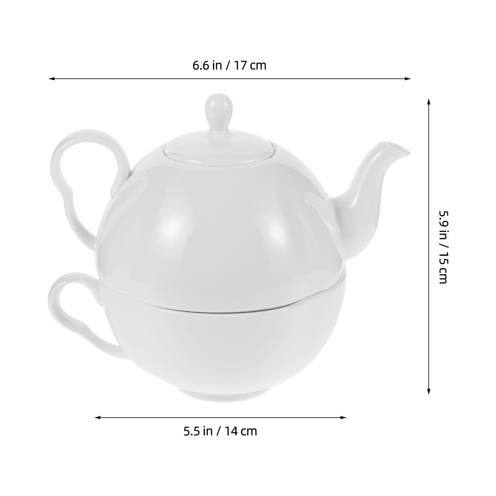 KOMBIUDA Service à Thé Une Pièce 620ml en Porcelaine Blanche, Style Anglais