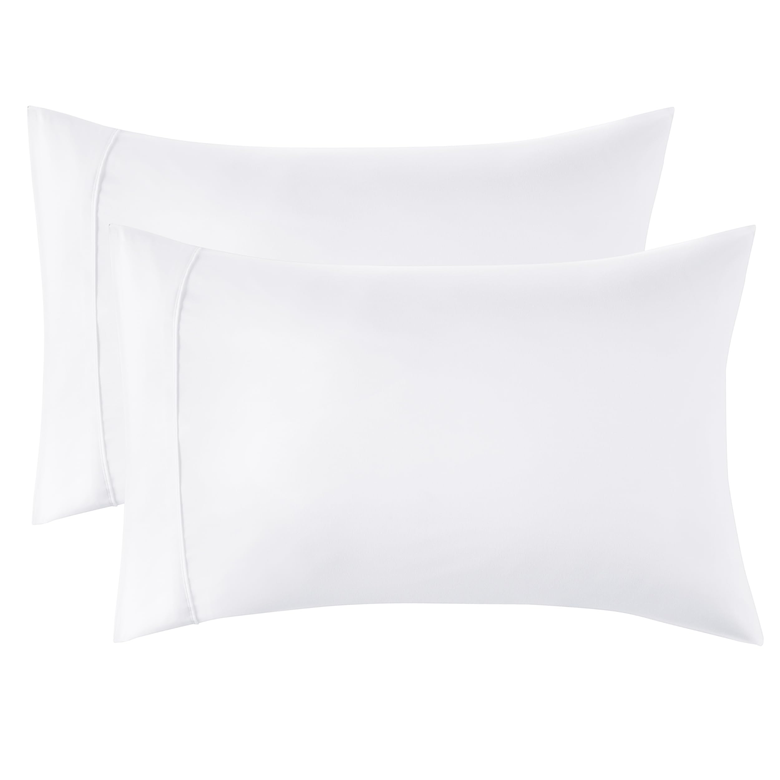Pillow Cases 2 Pack - Brushed Microfiber Pillowcases with Envelope Closure,50x75 cm Pillow Covers for Hair and Skin, Pillowcase Standard Size Set of 2, Gifts for Women, White