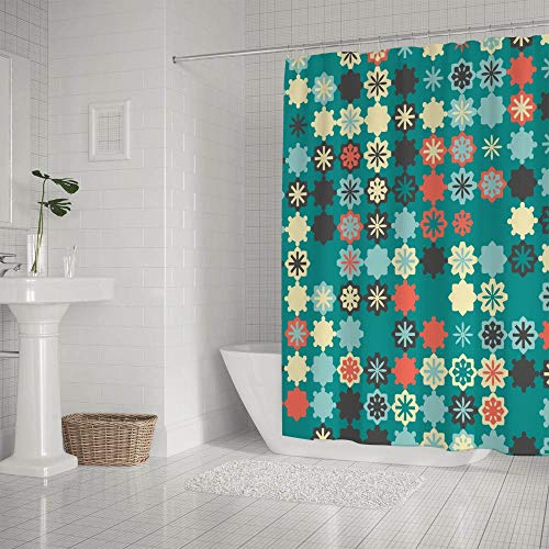 Rideau de douche vert 183x183 cm polyester motif géométrique CHEHONG - 3