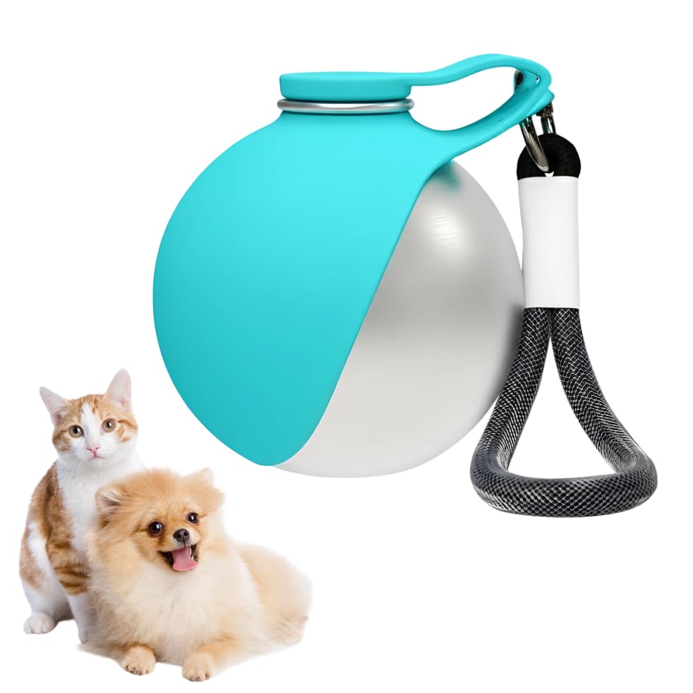 Portable Pet Water Bottle, Stainless Steel Compact Dog Drinking Bottles Leak Proof Cat Travel Water Bottles with Foldable Silicone Bowl for Outdoor Walking Hiking
