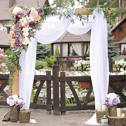 Cocoboo Wedding Flowers Combo Silk Mix Purple Artificial Flowers, Purple Flowers Bouquets Centerpieces Arrangements For Wedding Bridal Shower Baby Shower Party Home Decoration (White & Purple) #TOP5
