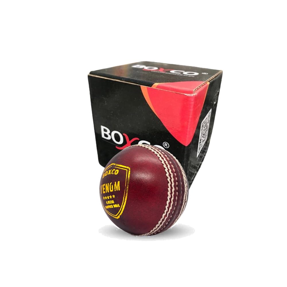 BOXCO Cricket Leather Ball, Four Piece Construction, for 40 Over Matches (Red)-picture-24