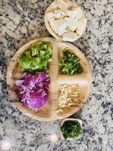 50 Pack of 10 Inch Palm Leaf Compartment Plates for Portion Control - Stronger than Paper Plates