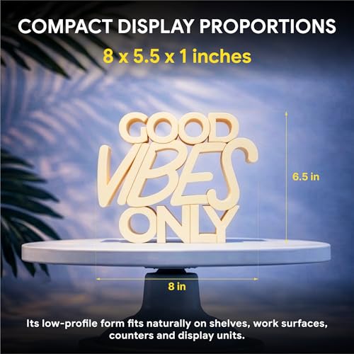 Image of Mad Masters Good Vibes Only Motivational Desk Decor - Aesthetic Table, Shelf & Wall Showpiece for Home Office, Business. Vastu Friendly Gifting, Soft Ivory (20.3 x 16.5 x 2.5 cm)