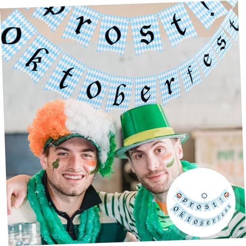 Cabilock 3 Sätze Oktoberfest Festivalfahnen Mit Stangen Party-Couplet-Ornament Wimpelbanner Foto Girlande Dekorationsbanner Bierparty-Dekoration Bierfahnen Und Banner Und Schilder Papier