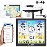 Raddy WF-120C Professional Wi-Fi Weather Station Wireless, Indoor Outdoor Temperature & Humidity Monitor with 10" Digital Color Display, Rain Gauge, Wind Speed, Weather Forecast, UV & Light Index