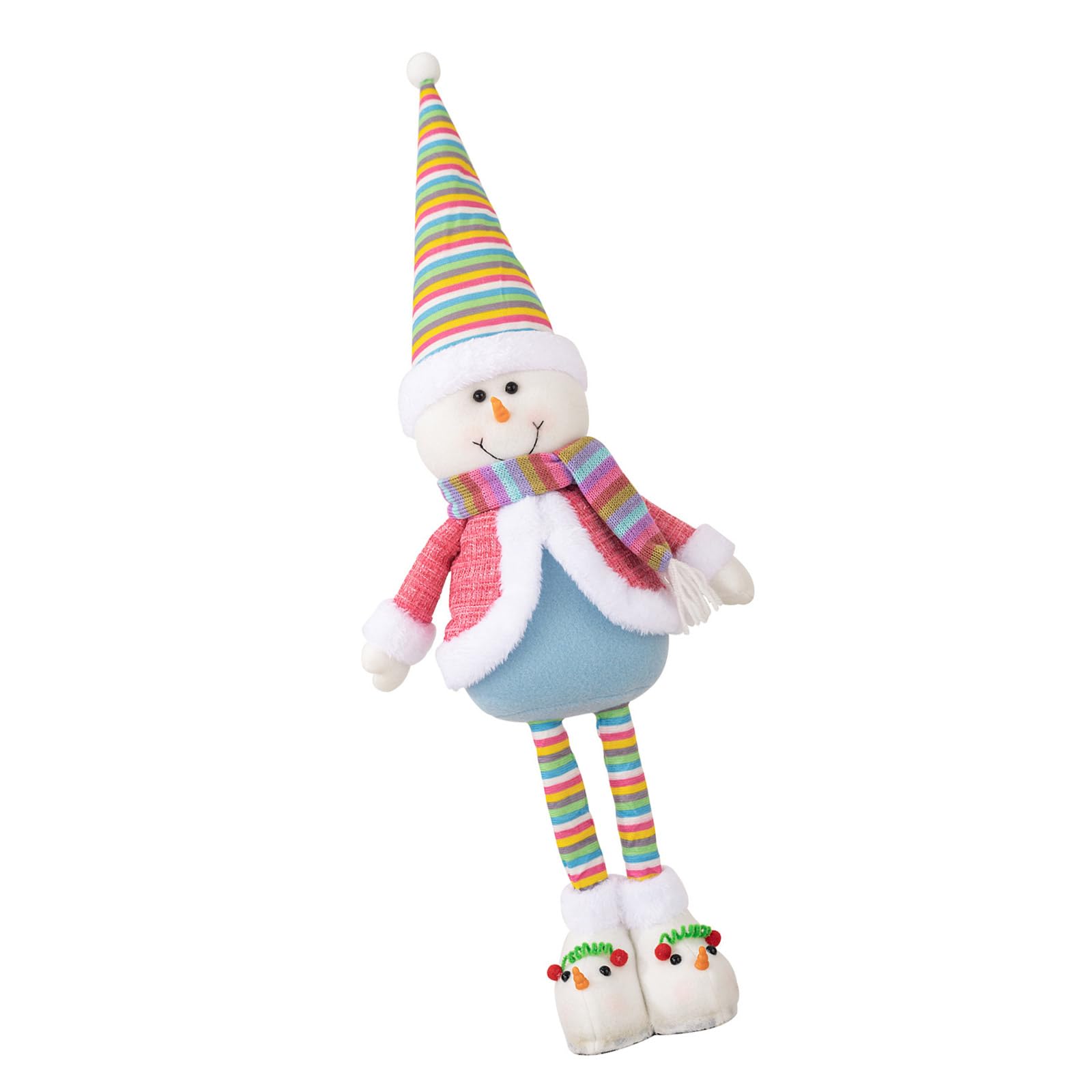 PANGBOER Christmas Dolls Figurine Festival Telescopic Santa/Snowman with Extendable Legs Holiday Plush Toy Decoration Standing Dolls
