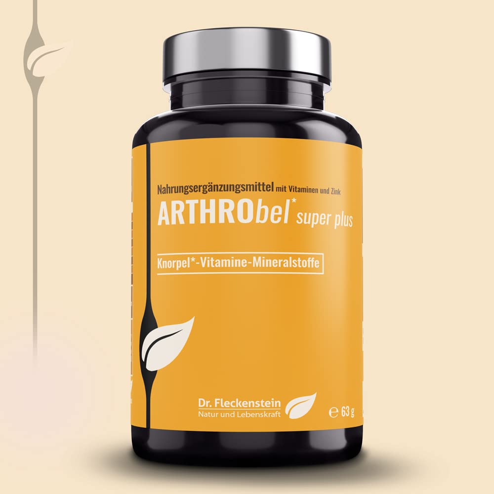 Dr.Fleckenstein Arthrobel super plus, Chondroitin & Glucosamin Kapseln plus L-Cystin (Cystein), Nahrungsergänzungsmittel mit den Vitaminen C und D3, Zink und Biotin.
