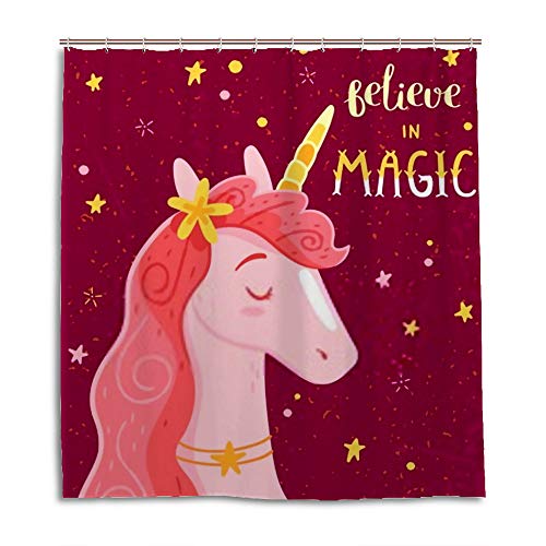 Rideau de douche licorne tissu polyester imperméable 180x180 - 2