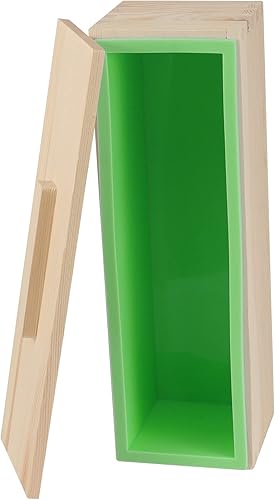 Miniatura 4 de Paquete de 2 moldes de jabón de silicona rectangulares flexibles de 42 onzas, molde para pan de jabón con caja de madera para hacer jabón, velas,