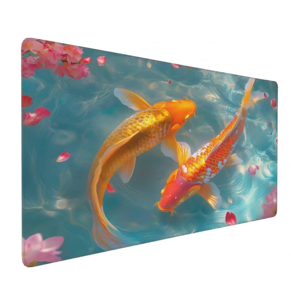 Tappetino Mouse Verde, Mouse Pad XXL 1200 x 600 x 3 mm, Carpa Koi Tappetino Gaming Grande Sottomano Scrivania, Impermeabile Mousepad Lavabile con Base in Gomma Antiscivolo per Computer-MP1577