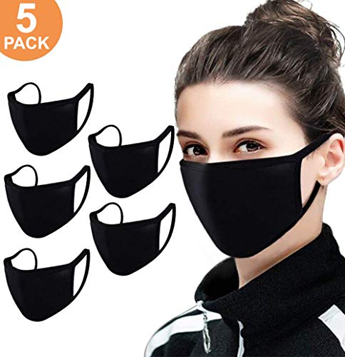 Cotton Face Mask Cover, Unisex Black Dust Cotton Mouth Cover, Washable, Reusable Cover