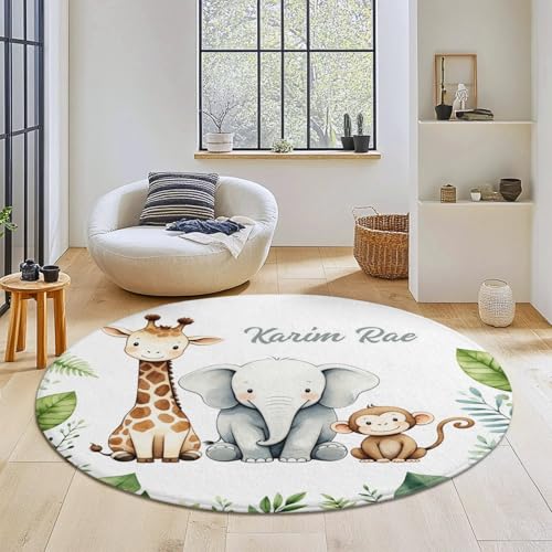 Tapete de área redondo personalizado para bebé Safari miniatura 3