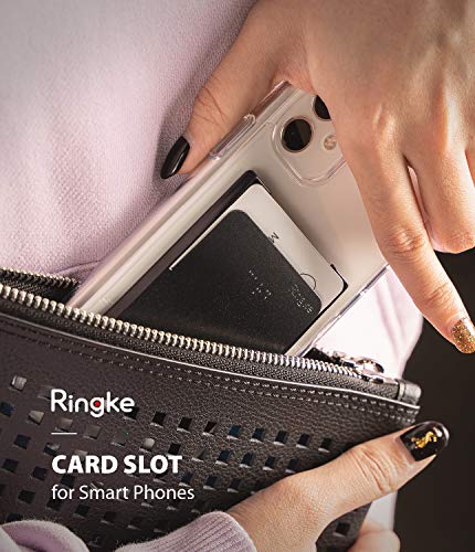 Ringke Slot Card Holder Designed For Smartphones, Adhesive Stick On Wallet Case Minimalist Slim Hard Premium Credit Card Cash Sleeve - Black #TOP1