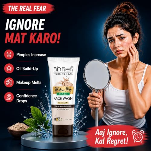 Image of Biofresh Multani Mitti Face Wash with Rose For Oil Control & Acne Controls Excess Oil Brightens & Purifies Skin Oily Skin Face Wash for Women & Men (Pack of 2)