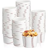 Panitay Baseball Party Treat Snack Bowls 9 oz Paper Ice Cream Cups Disposable Dessert Bowls Soup Cups for Baseball Rookie of The Year Birthday First Game Carnival Decorations, Hot or Cold Food