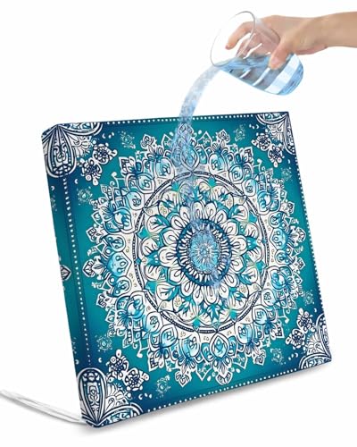 Turquoise Boho Flowers Outdoor Cushion Chair Cover Set of 4 - Waterproof Couch Seat Covers, Retro Ethnic Abstract Floral Art Patio Furniture Protector Cushions Slipcovers for Sofa/RV, 24