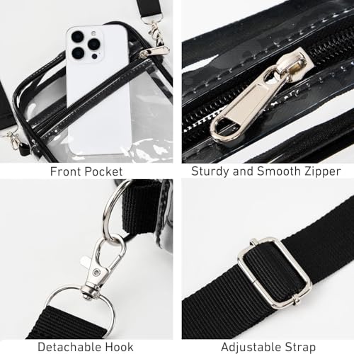 Image of Fibrdoo Clear Crossbody Purse Bag, Clear Bag Stadium Approved with Front Pocket for Concerts Sports Festivals
