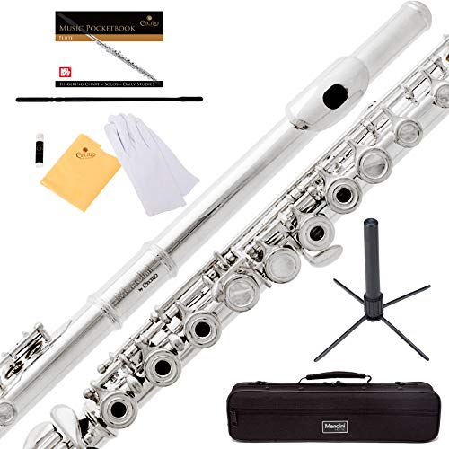 Mendini by Cecilio Premium Open Hole C 17 Keys Flute with B-Foot +
