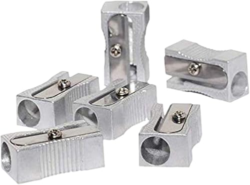 Miniatura 1 de NUOBESTY - Sacapuntas manual de metal con un agujero para la mayoría de los lápices de tamaño (10 unidades), color plateado