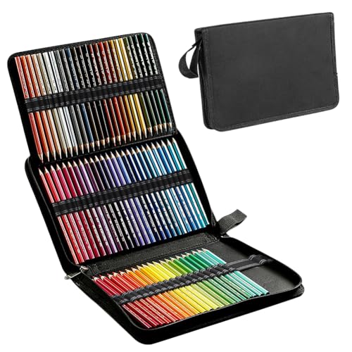 Image of Colored Pencil Case - 36 /72 Slot Pencil Box Holder with Handle Straps, Watercolor, Portable, DIY Folding Case - Gift