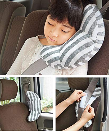 Image of Kids Car Travel Pillow Car Seat Belt Pillow Cute Plush Headrest Neck Cushion Safety Strap Cover Universal Fit