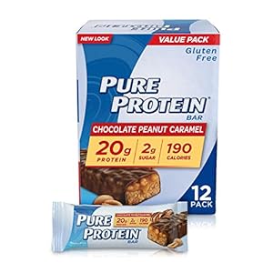 Pure Protein Bars, High Protein, Nutritious Snacks to Support Energy, Low Sugar, Gluten Free, Chocolate Peanut Caramel…